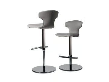 MONTERA MAS - Swivel high leather stool with back by Poltrona Frau - view 2